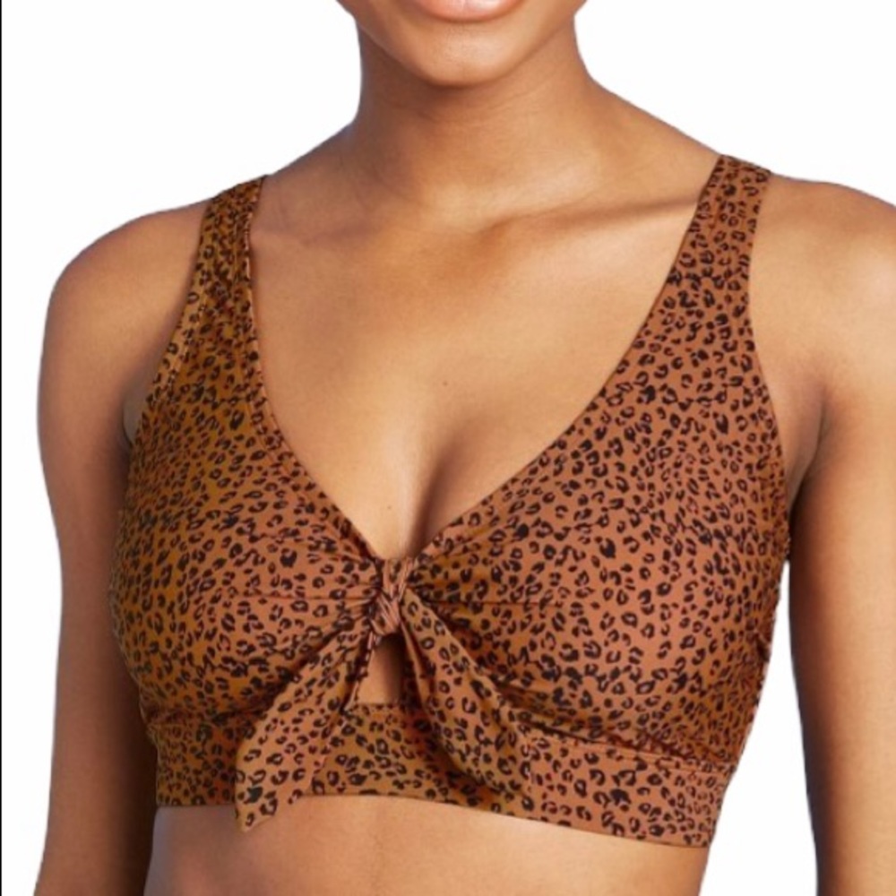 Kona Sol Leopard Print Bikini Top